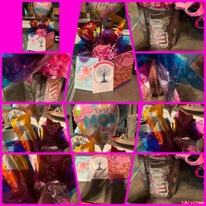 Mother’s Day candy basket with card and balloons